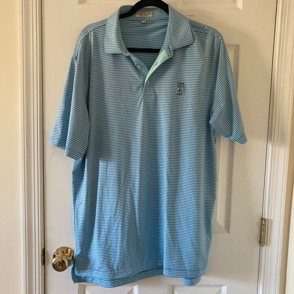 Peter Millar Summer Comfort Polo Farmington CC 1927 Blue Stripe Men’s Large